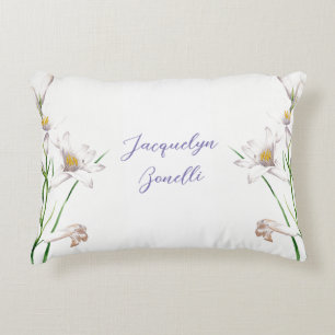 Floral Elegant Chic Cute Calligraphy Add Name Decorative Cushion