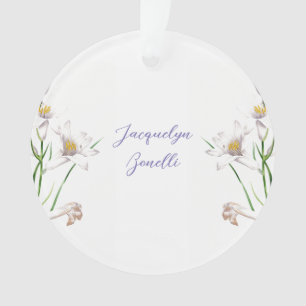 Floral Elegant Chic Cute Calligraphy Add Name Ornament