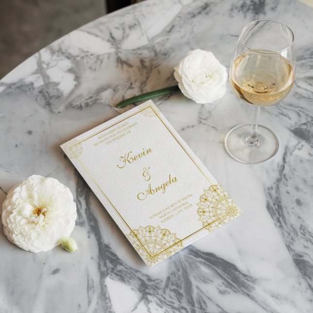  Floral Elegant Chic Gold Wedding Invitation (Creator Uploaded)
