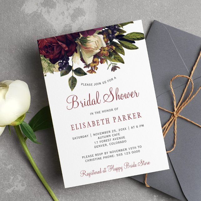 Floral elegant chic script bridal shower invitation (Creator Uploaded)