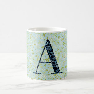 Floral Elegant Classy Monogram A blue w/phrase  Coffee Mug