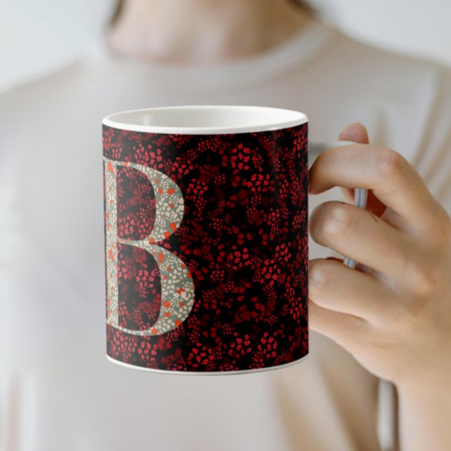 Floral Elegant Classy Monogram B red w/phrase Coffee Mug (Creator Uploaded)