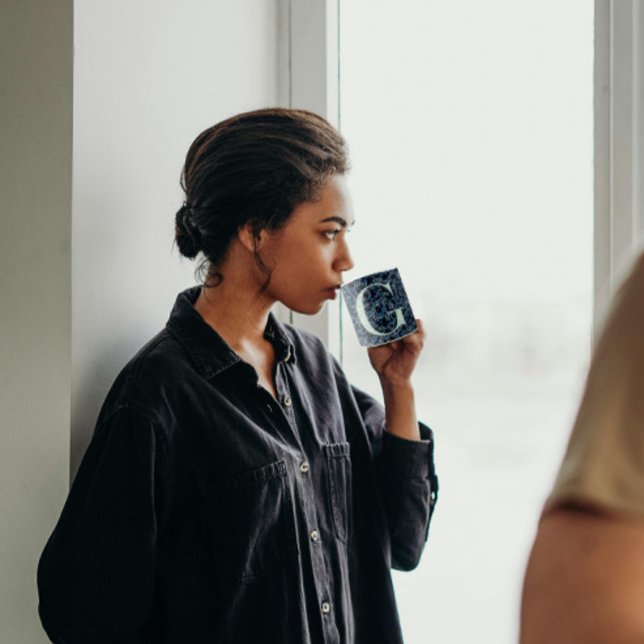 Floral Elegant Classy Monogram G blue w/phrase C Coffee Mug (Creator Uploaded)