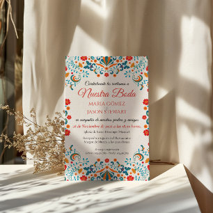 Floral Elegant Colourful Botanical Spanish Wedding Invitation