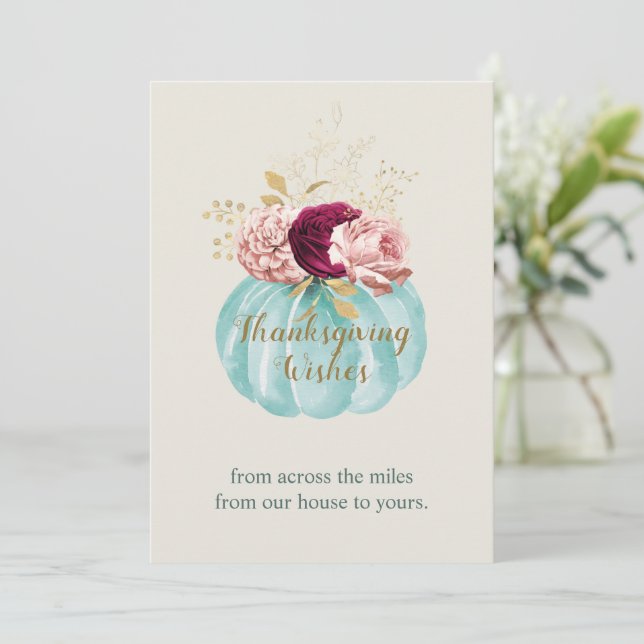 Floral Elegant Customisable "Thanksgiving Wishes"  Card (Standing Front)