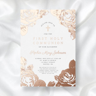 Floral Elegant First Communion Rose Gold