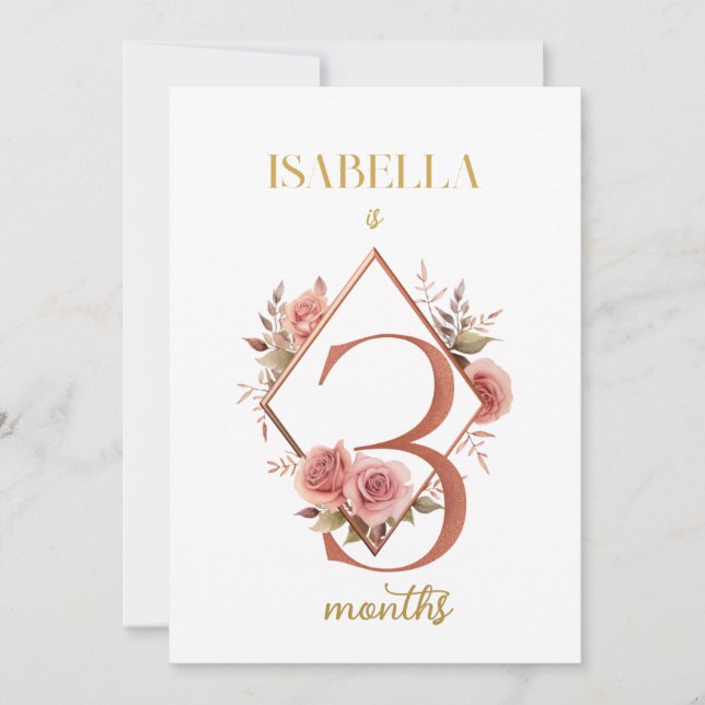 Floral Elegant First Year Baby Milestone Card (Front)