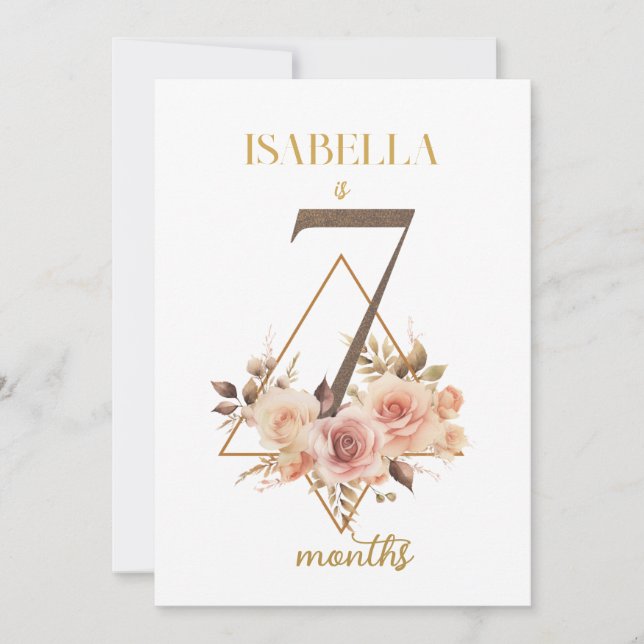 Floral Elegant First Year Baby Milestone Card (Front)