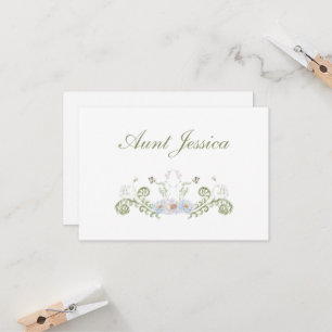 Floral Elegant Flat Place Card