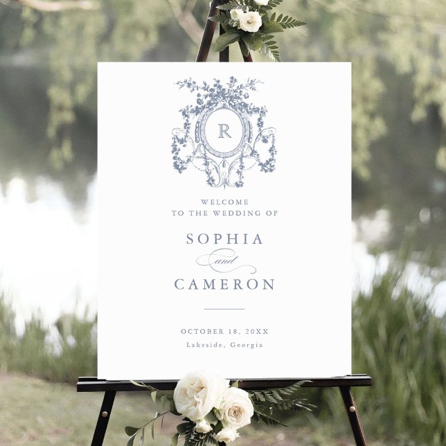 Floral Elegant French Roses Crest Welcome Sign (Creator Uploaded)