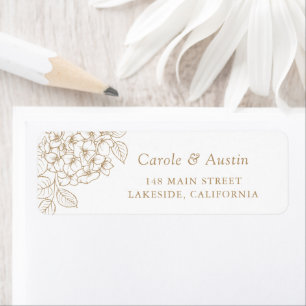 Floral Elegant Gold Hydrangea Address Return Address Label