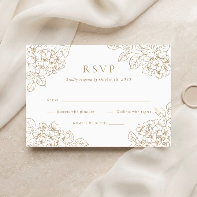 Floral Elegant Gold Hydrangea Wedding RSVP Invitation (Creator Uploaded)