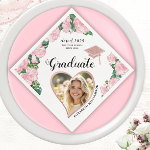 Floral Elegant Graduate Photo 2025 Graduation Napkin
