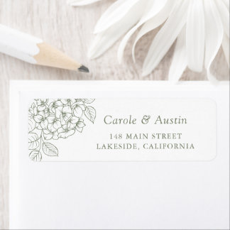 Floral Elegant Green Hydrangea Address Return Address Label