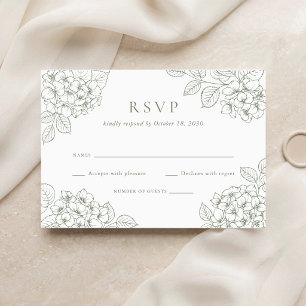 Floral Elegant Green Hydrangea Wedding RSVP Invitation