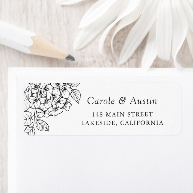 Floral Elegant Hydrangea Foliage Address Return Address Label (Insitu)