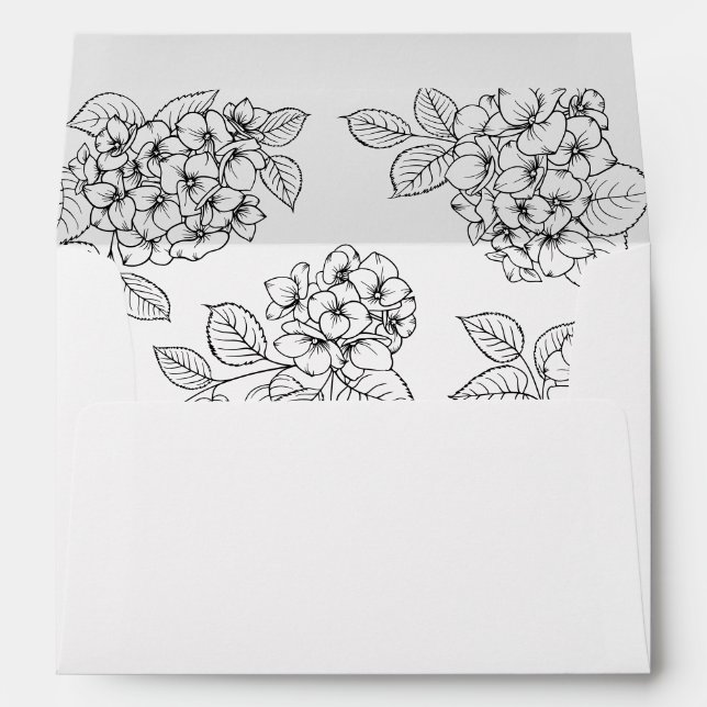 Floral Elegant Hydrangea Foliage Wedding Envelope (Back (Bottom))