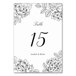 Floral Elegant Hydrangea Romantic Wedding Table Number