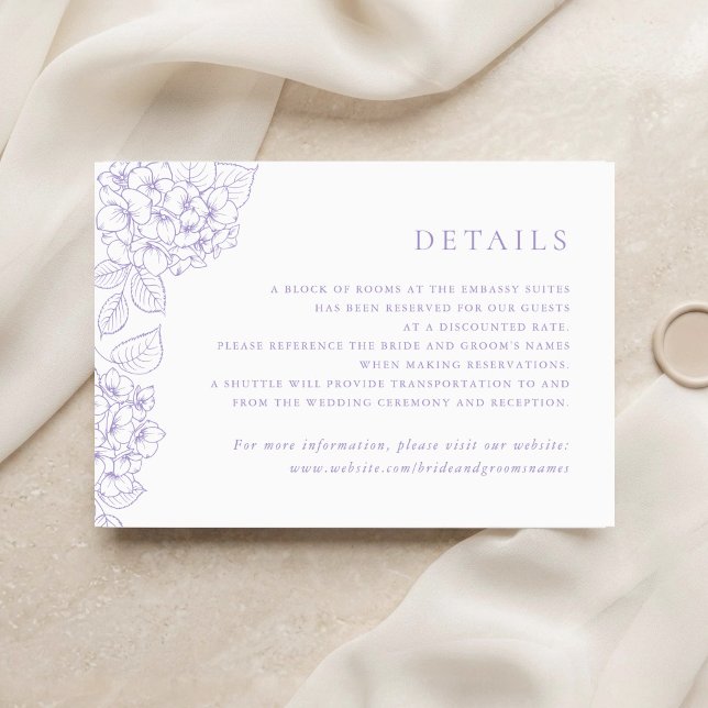 Floral Elegant Hydrangea Wedding Insert Details Invitation (Creator Uploaded)