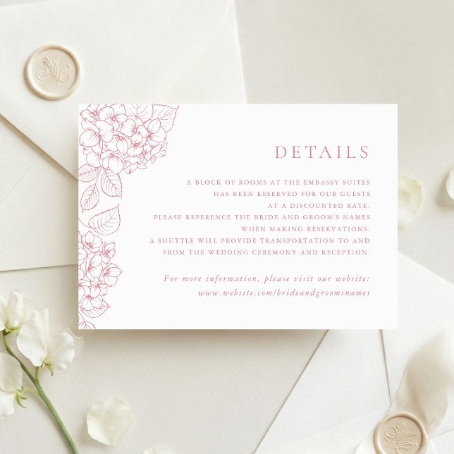 Floral Elegant Hydrangea Wedding Insert Details Invitation (Creator Uploaded)