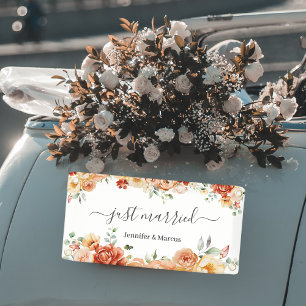 Floral Elegant Just Married Car Banner