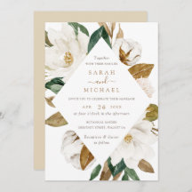 Floral Elegant Magnolia Beige Neutral Wedding