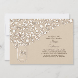 floral elegant mason jar cute bridal shower invite