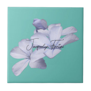 Floral Elegant Minimalist Calligraphy Add Name Ceramic Tile