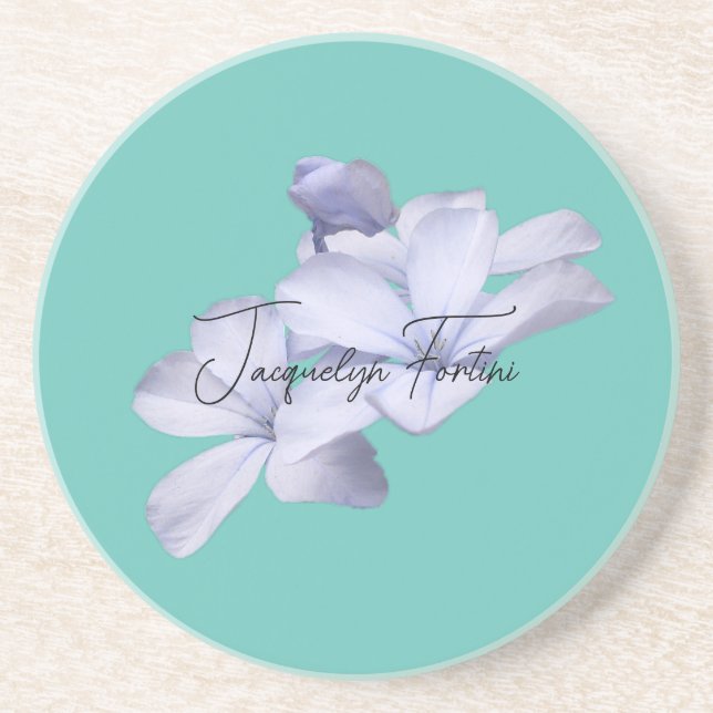Floral Elegant Minimalist Calligraphy Lithograph Coaster (Front)