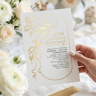 Floral Elegant Modern Wedding Anniversary Gold