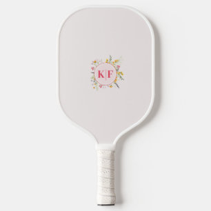 Floral Elegant Monogram personalised Pickleball Paddle