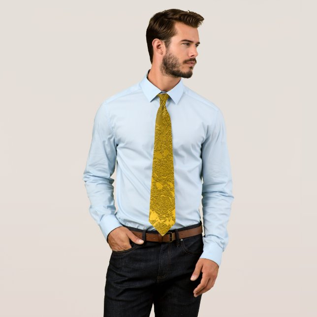 Floral Elegant Mustard Yellow Wedding Neck Tie (In Situ)