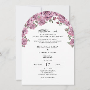 Floral Elegant Nikkah Arabic Islamic Wedding Invitation