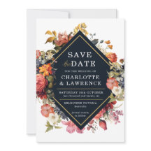 Floral elegant orange vintage style Save the Date