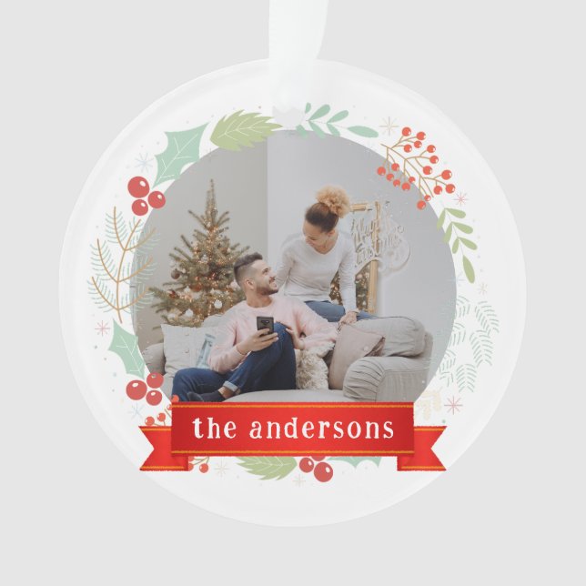 Floral Elegant Our First Christmas as Mr & Mrs Ornament (Front)