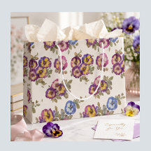 Floral Elegant Pansy Blooms Gift Bag For Her