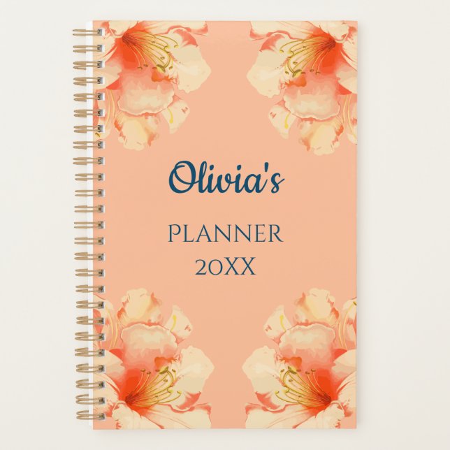 Floral Elegant Peach Colours Planner (Front)