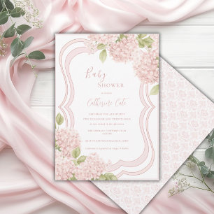 Floral Elegant Pink Hydrangea Baby Shower Invitation
