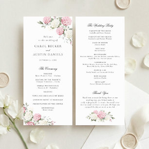 Floral Elegant Pink Hydrangea Wedding Program