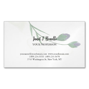 Floral Elegant Plain Simple Professional Magnetic Business Card