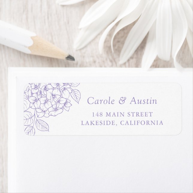 Floral Elegant Purple Hydrangea Address Return Address Label (Insitu)