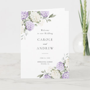 Floral Elegant Purple Hydrangea Folded Wedding Program