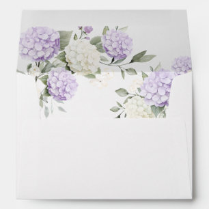 Floral Elegant Purple Hydrangea Greenery Wedding Envelope