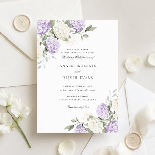 Floral Elegant Purple Hydrangea Greenery Wedding Invitation