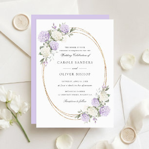 Floral Elegant Purple Hydrangea Greenery Wedding Invitation