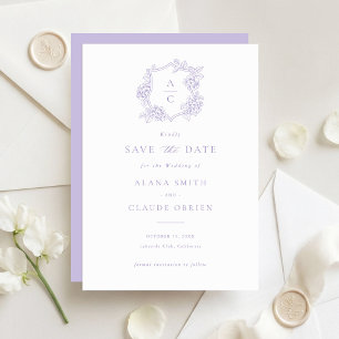 Floral Elegant Purple Hydrangea Save the Date Invitation