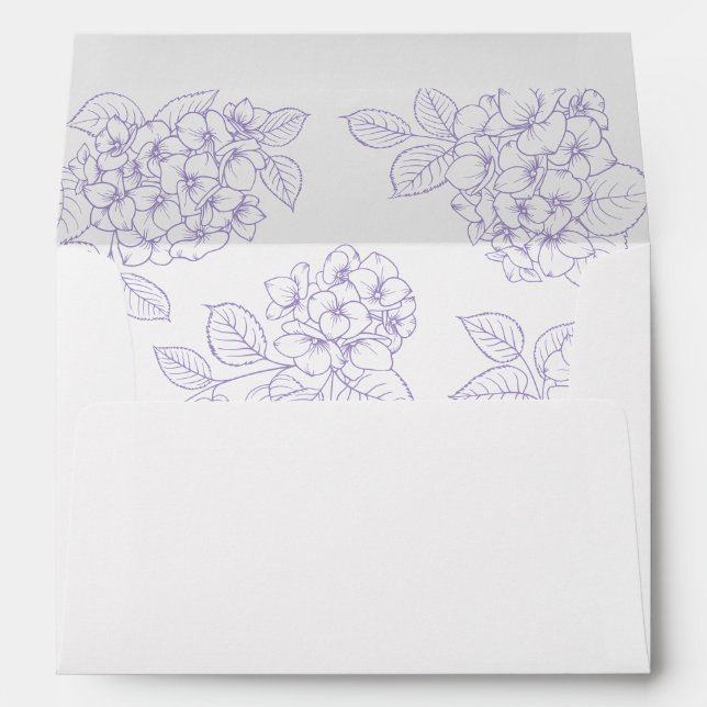 Floral Elegant Purple Hydrangea Wedding Envelope (Back (Bottom))