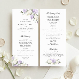 Floral Elegant Purple Hydrangea Wedding Program