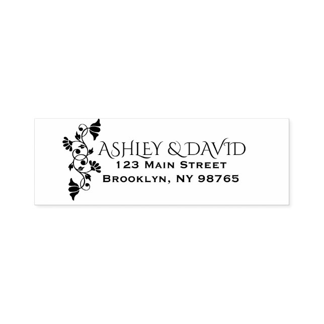 Floral Elegant Return Address Self-Inking Stamp (Design)