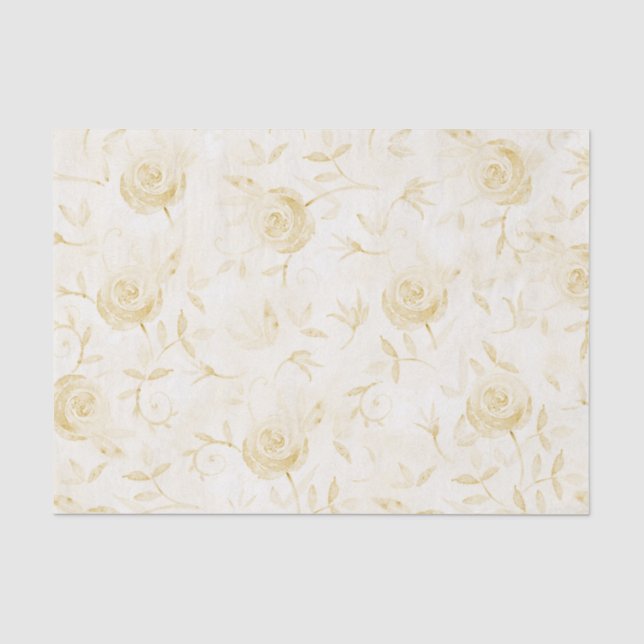 Floral Elegant Rose Yellow Pattern Tissue Paper (Front)